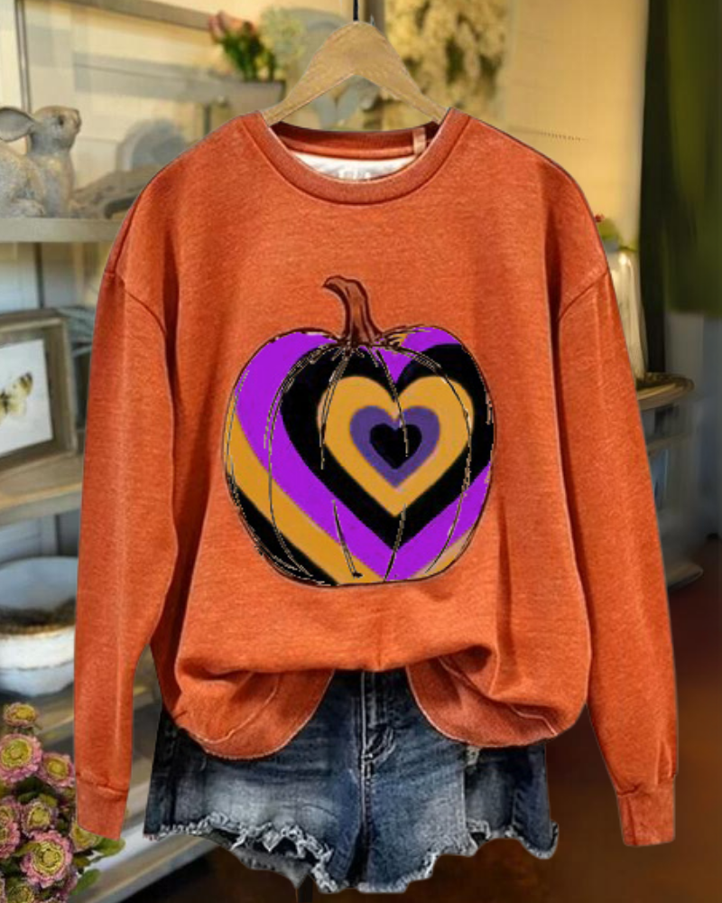 Heart Pumpkin Crewneck Sweatshirt
