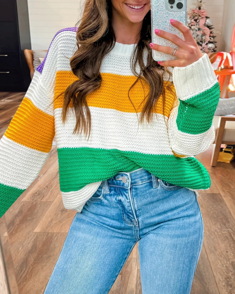 Classic Mardi Gras Striped Pullover