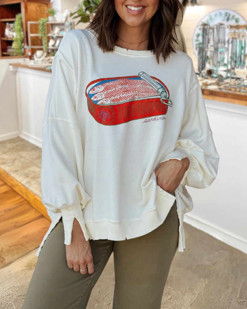 Sardines Can Embroidered Sweatshirt