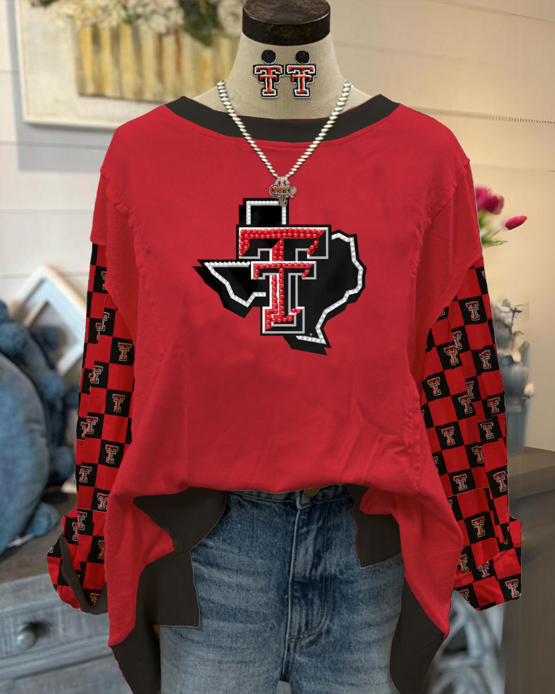 Oversized Texas Tech Beaded Sweatshirt