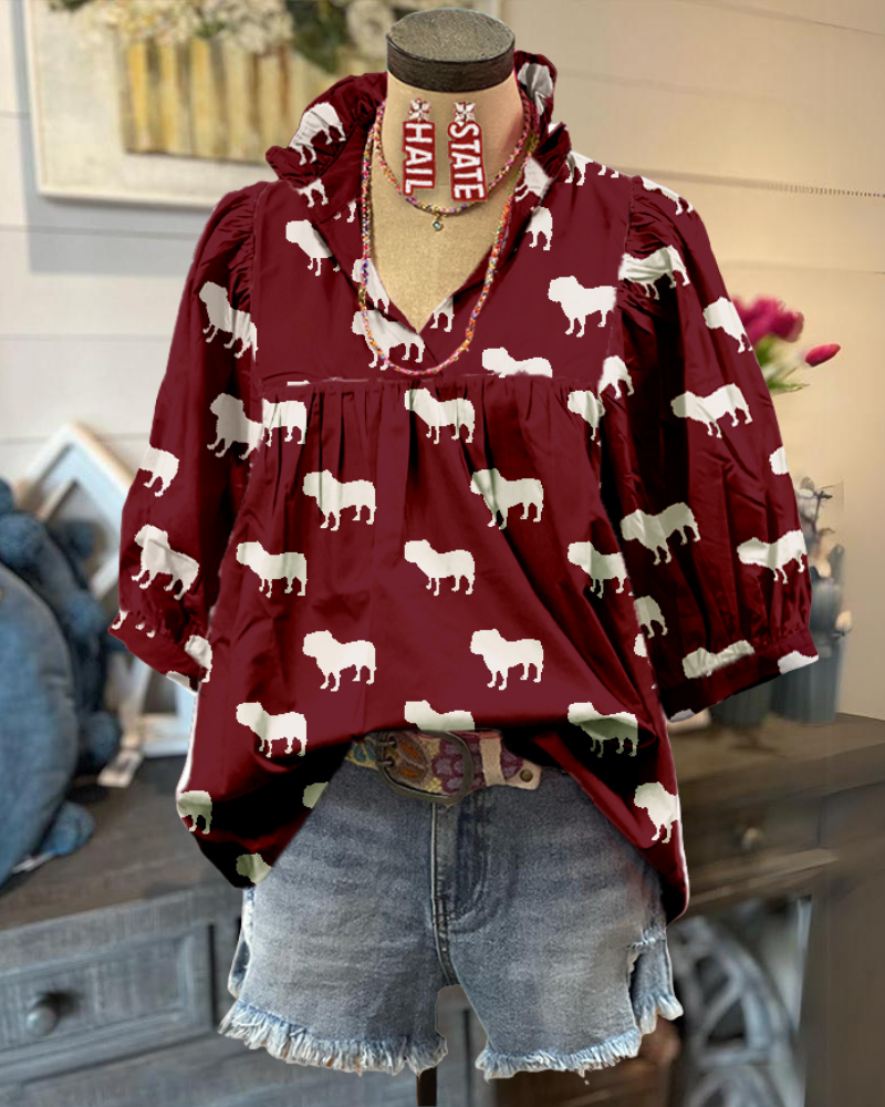 MSU Bulldogs Hail State Satin Chic Top