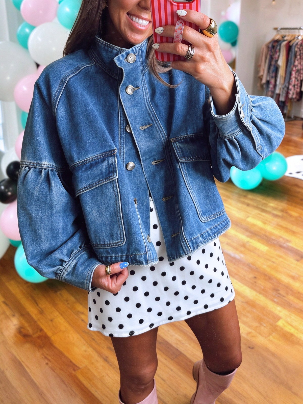 Balloon Sleeve Denim Jacket