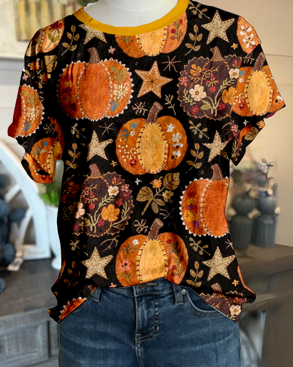 Autumn Pumpkin Print T-Shirt