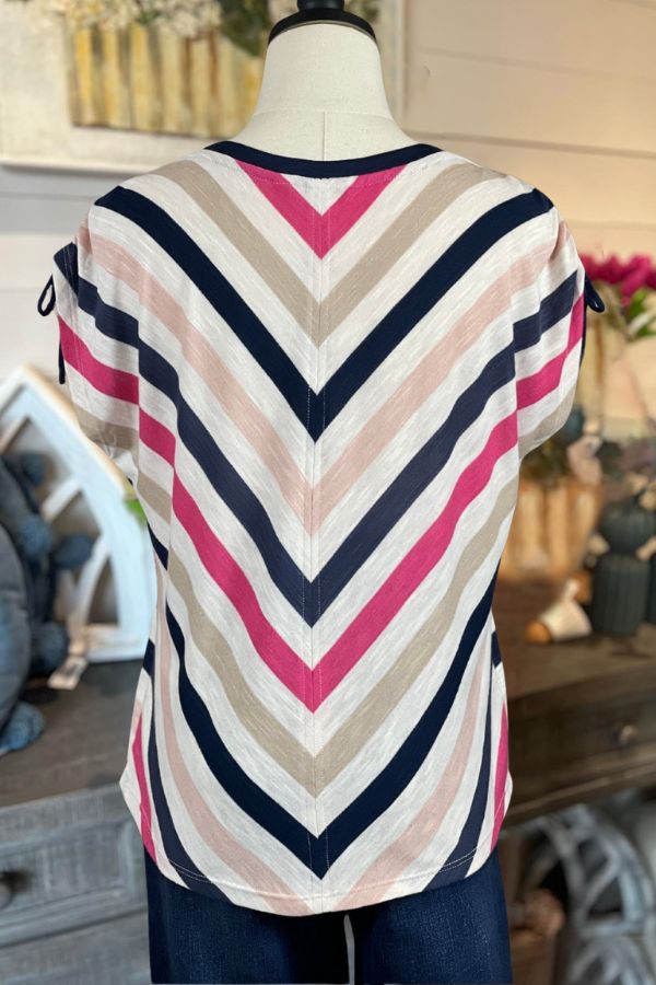 Striped Top in Fuchsia and Navy