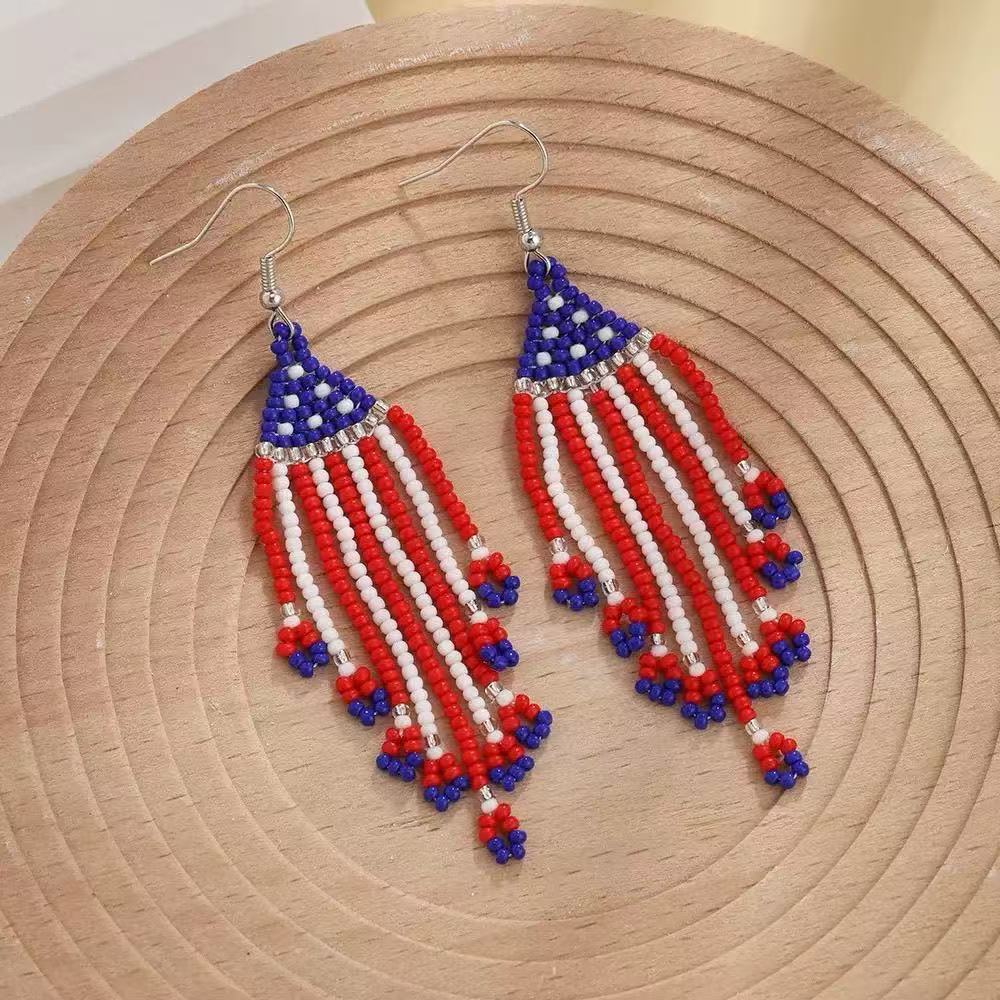 American Flag Beaded Earrings