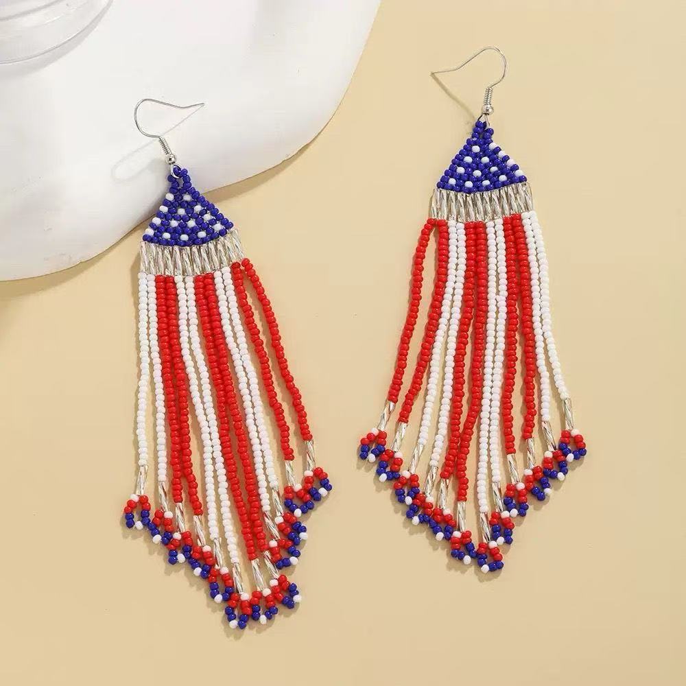 American Flag Beaded Earrings