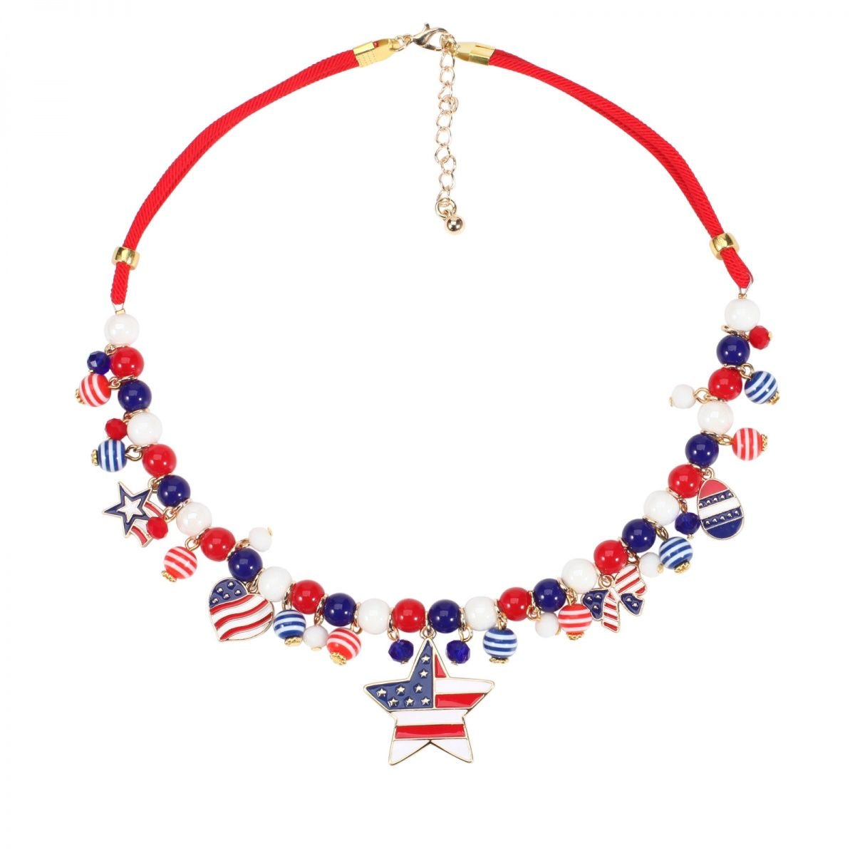 American Flag Beaded Necklace
