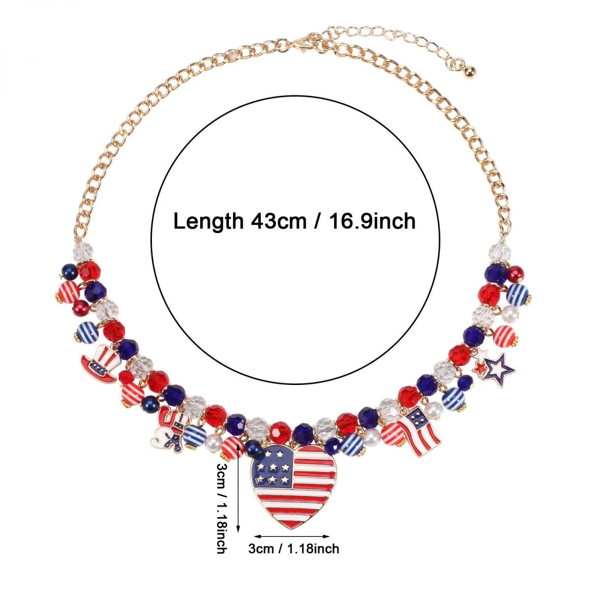 American Flag Beaded Necklace