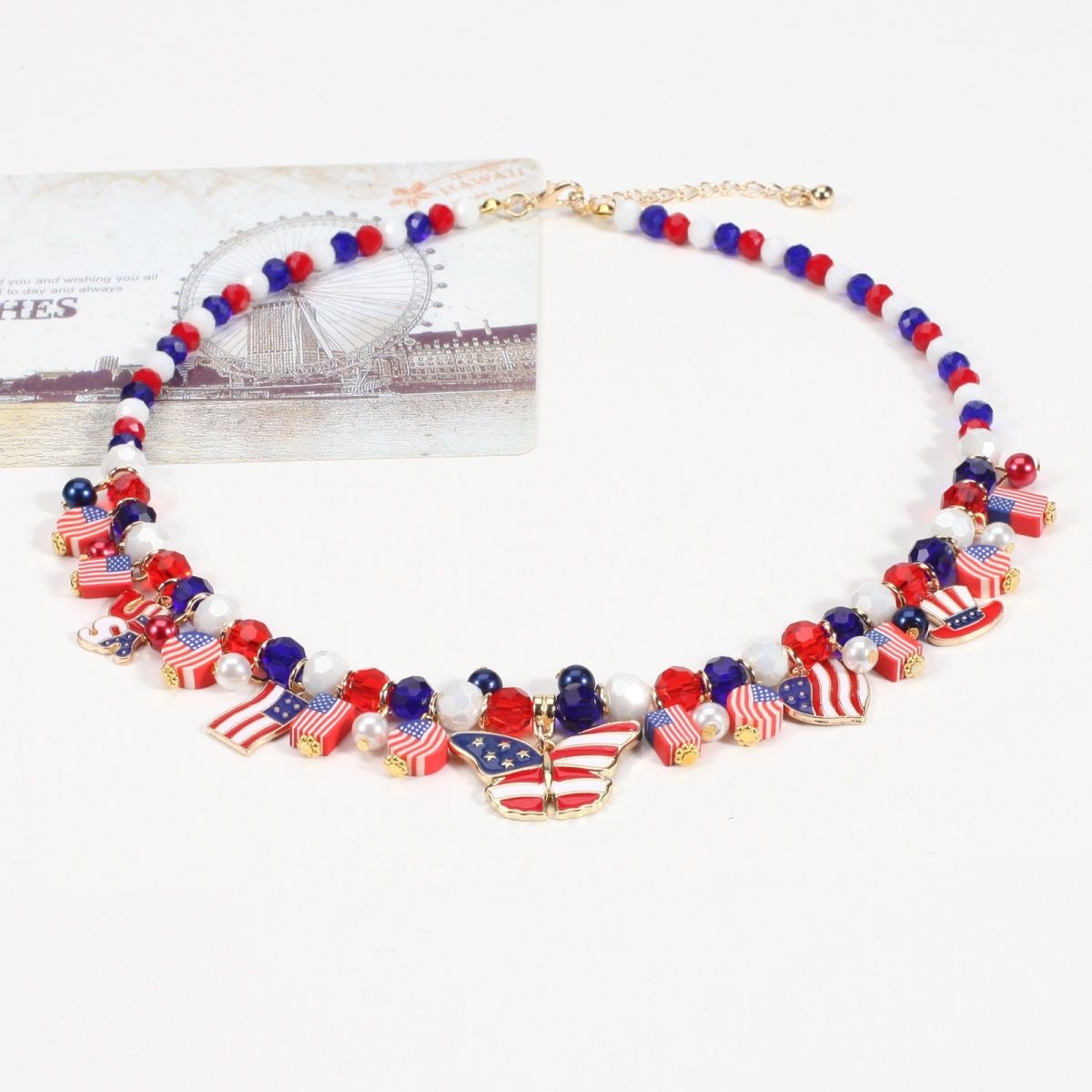 American Flag Beaded Necklace