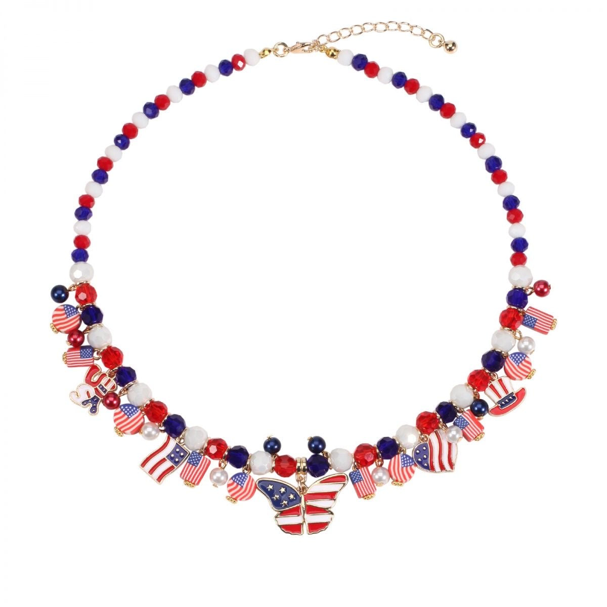 American Flag Beaded Necklace