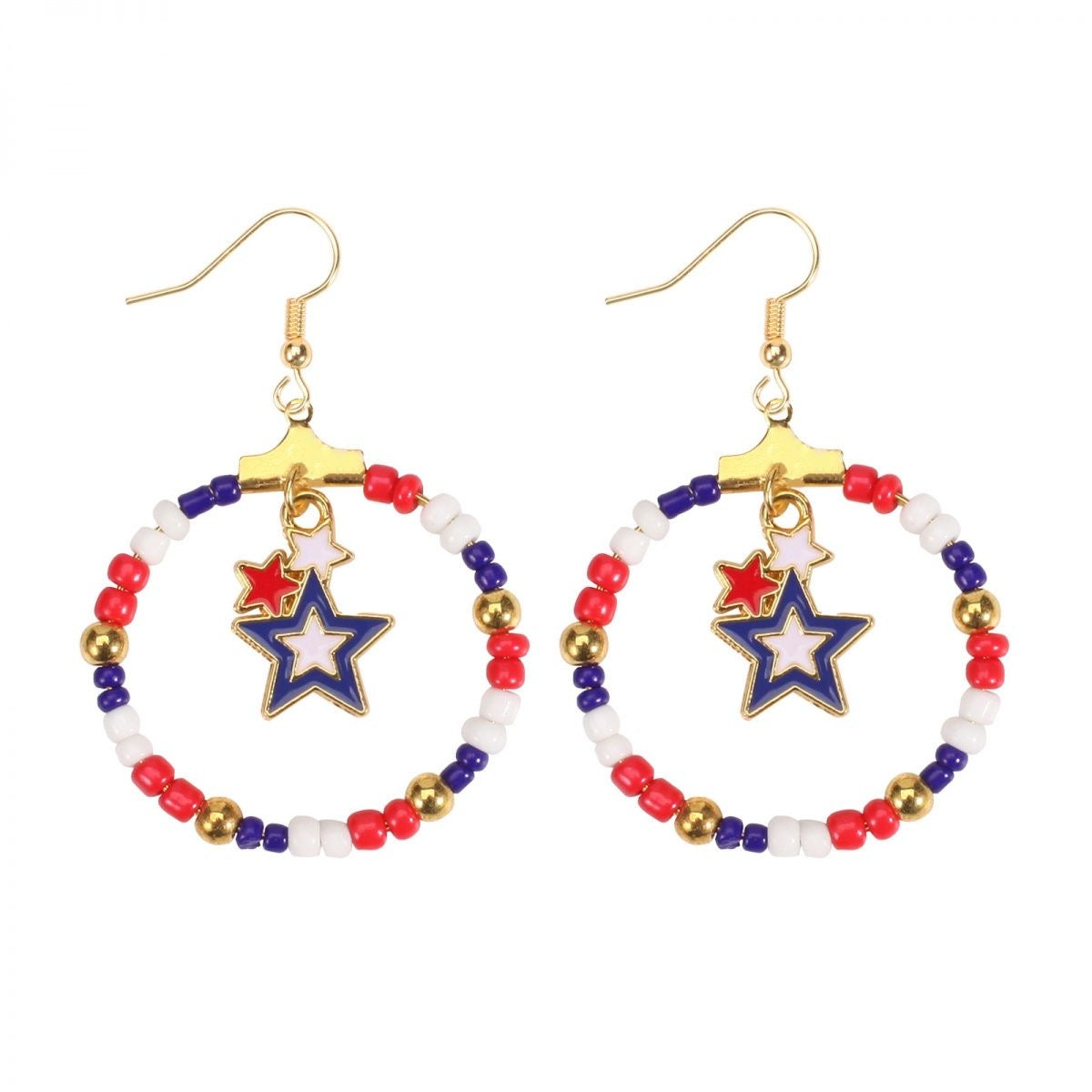 Independence Day Beaded Star Earrings