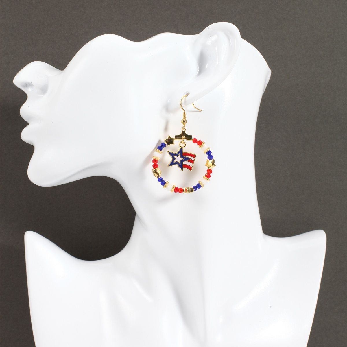 Independence Day Beaded Star Earrings