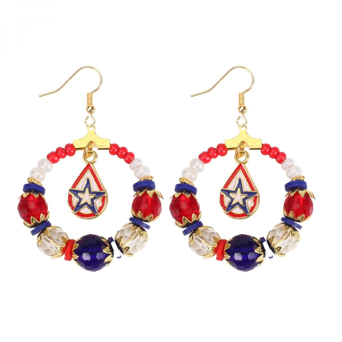 Independence Day Beaded Star Earrings