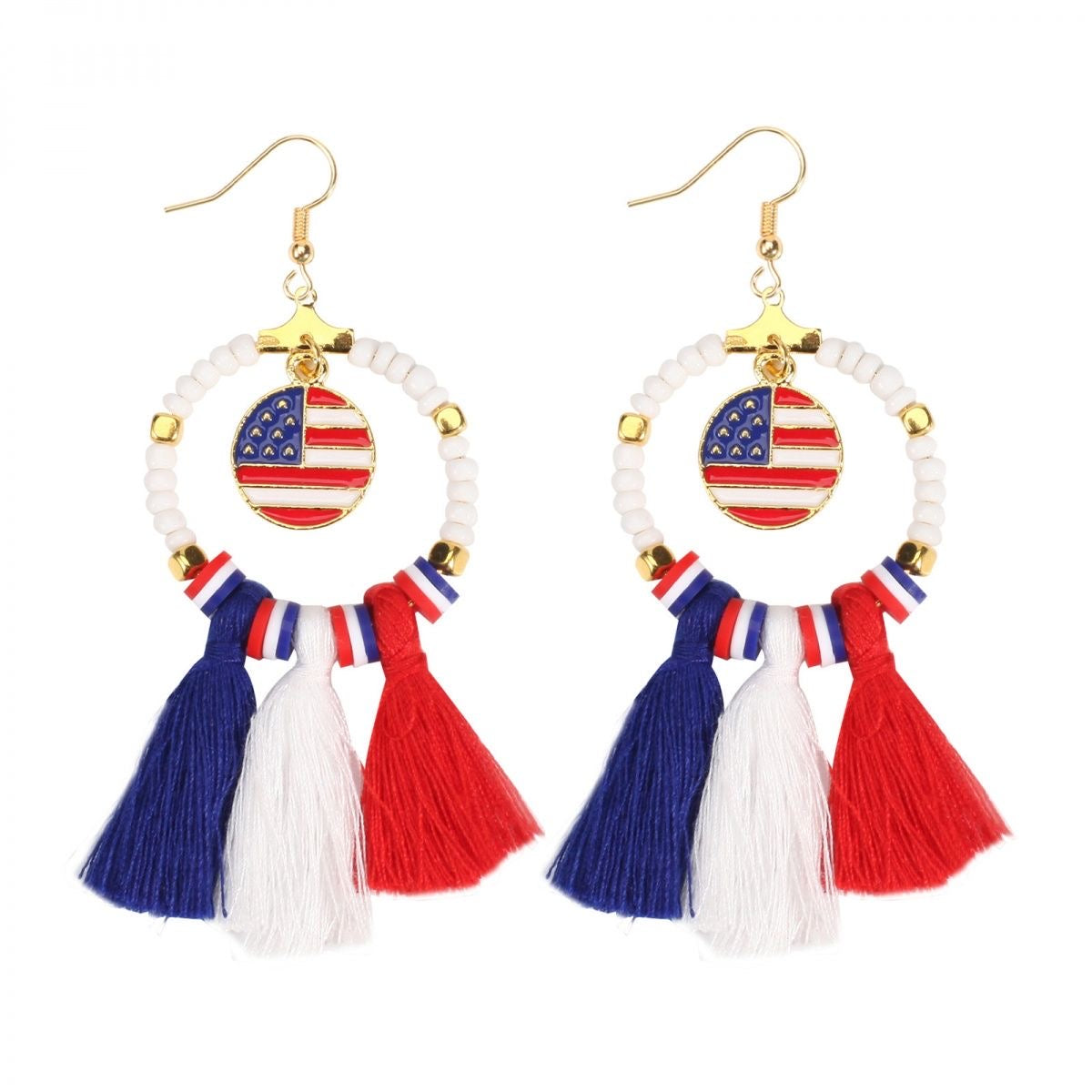 Independence Day Beaded Star Earrings