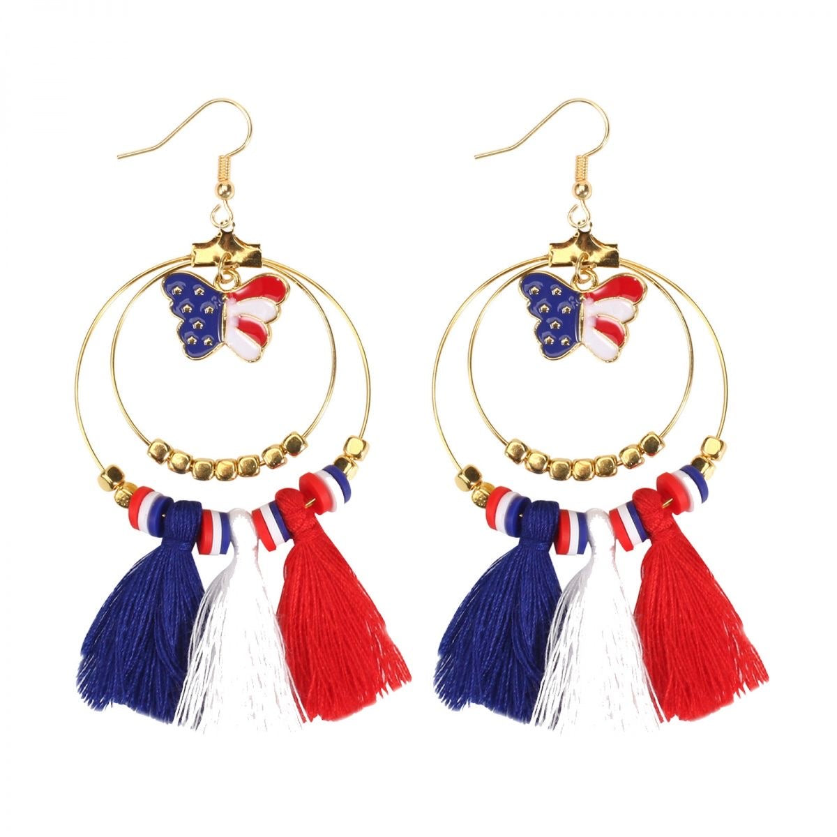 Independence Day Beaded Star Earrings