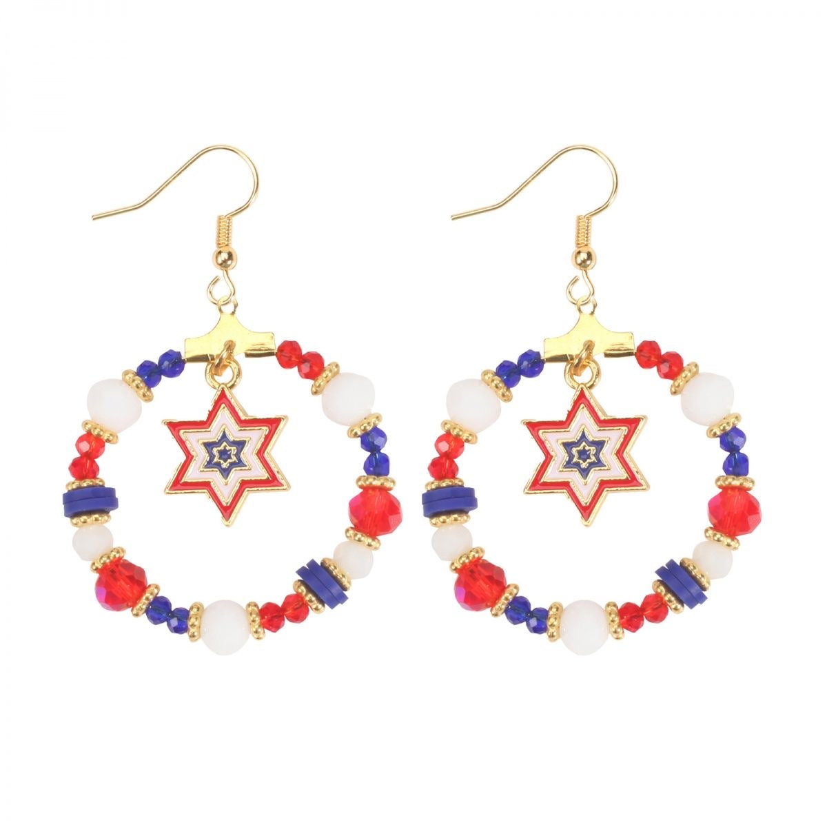 Independence Day Beaded Star Earrings