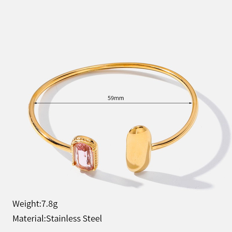 Faux Crystal Open Bangle