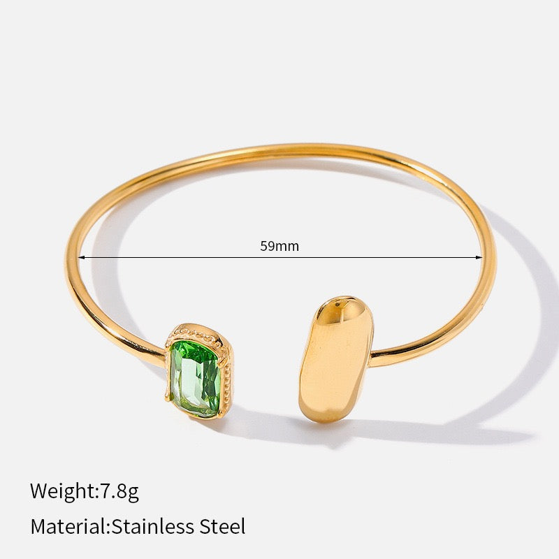 Faux Crystal Open Bangle