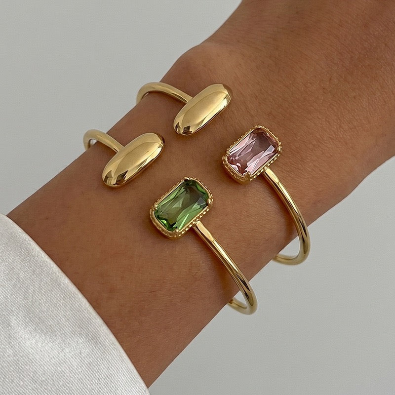 Faux Crystal Open Bangle