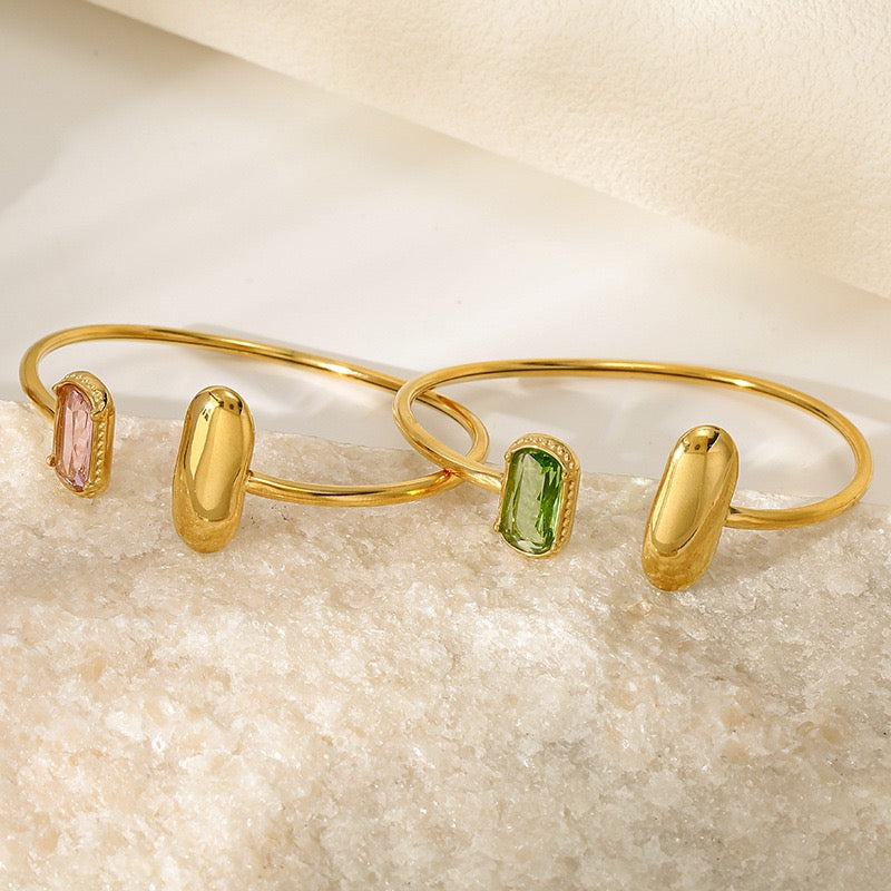 Faux Crystal Open Bangle