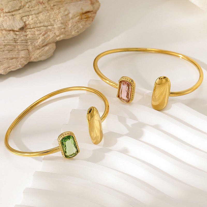 Faux Crystal Open Bangle