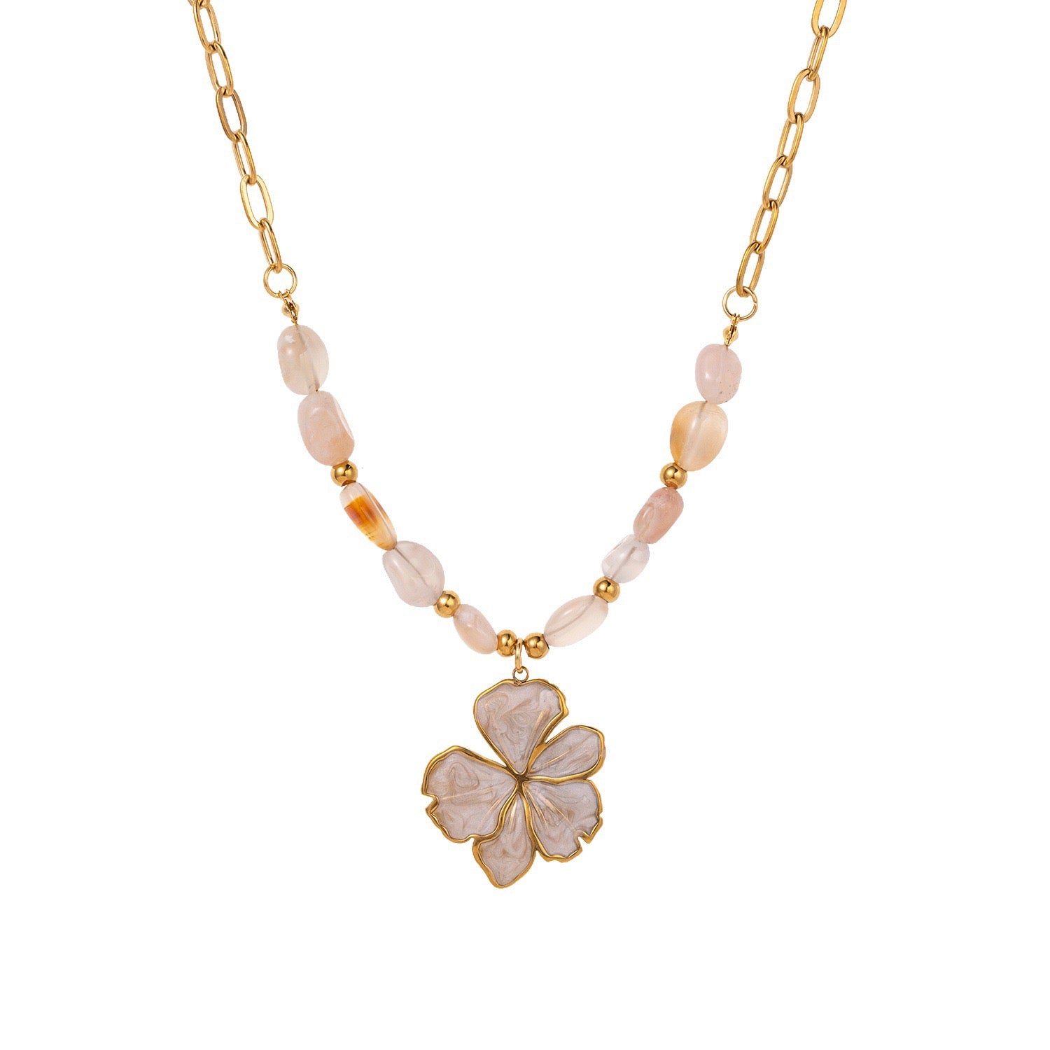 Four-leaf Clover Natural Stone Necklace