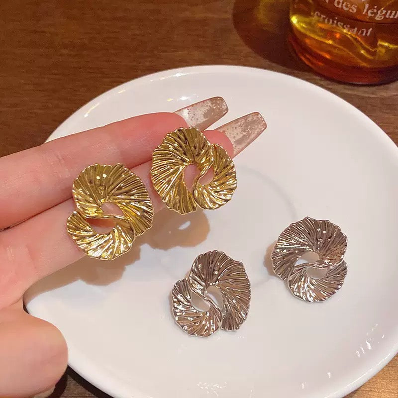 Irregularly Textured Metal Earrings