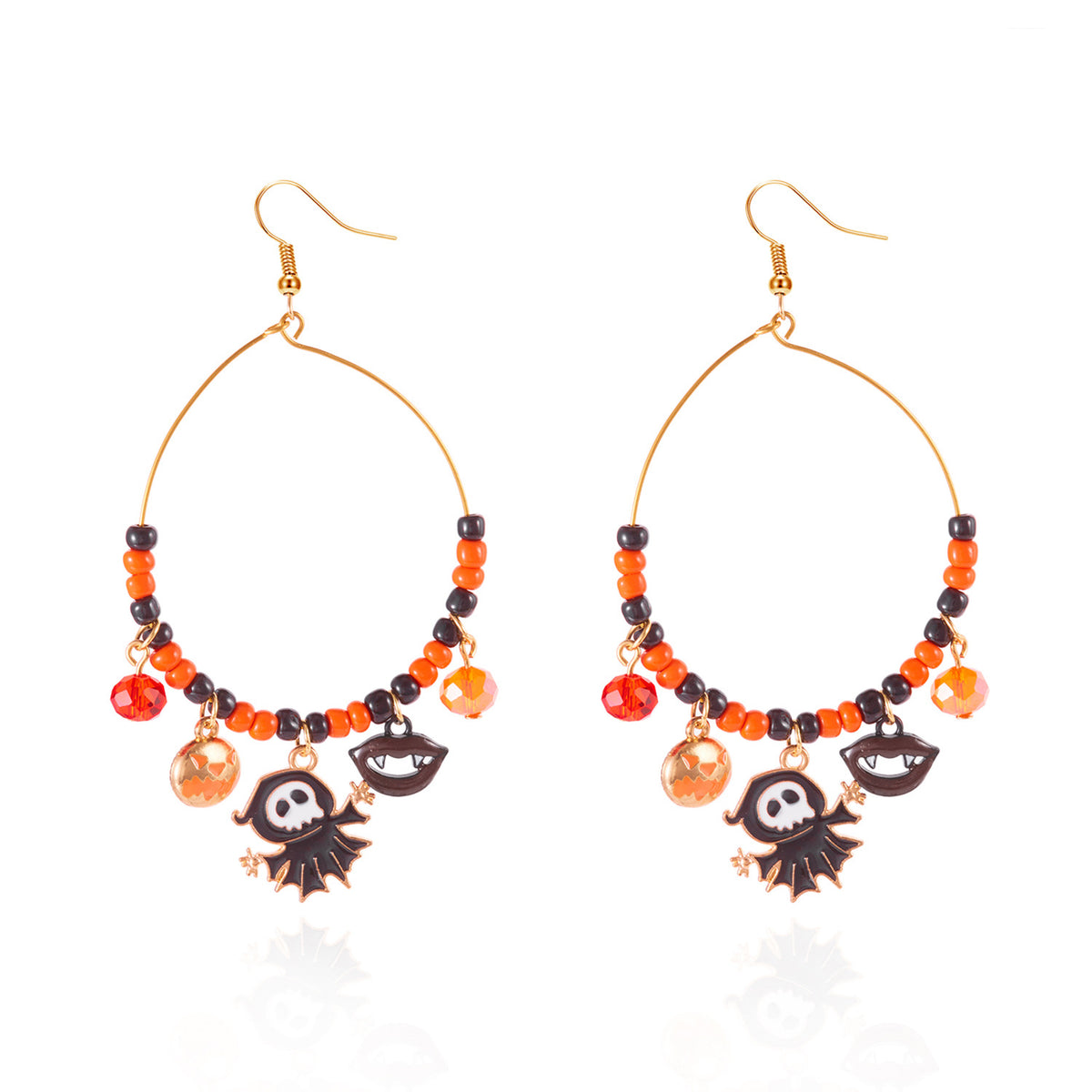 Halloween Bat Beaded Earrings