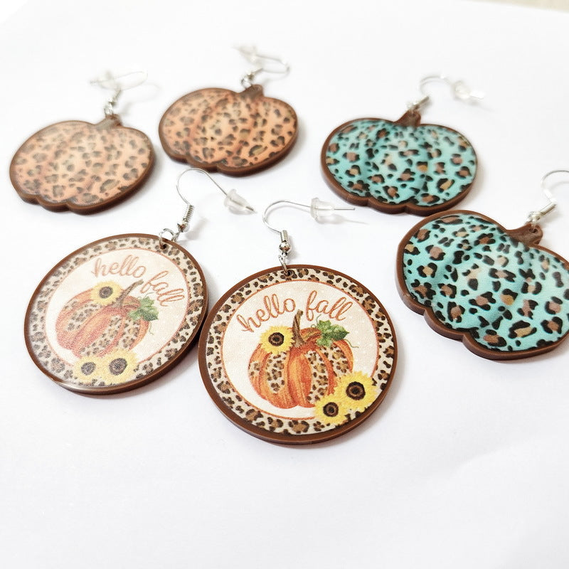 Leopard Print Pumpkin Earrings