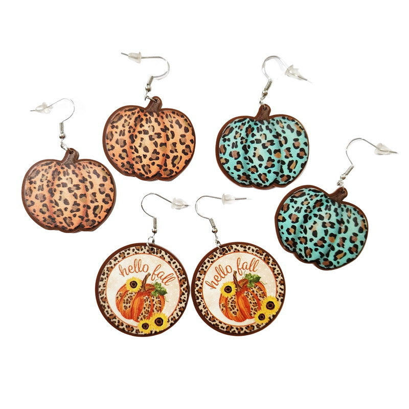Leopard Print Pumpkin Earrings