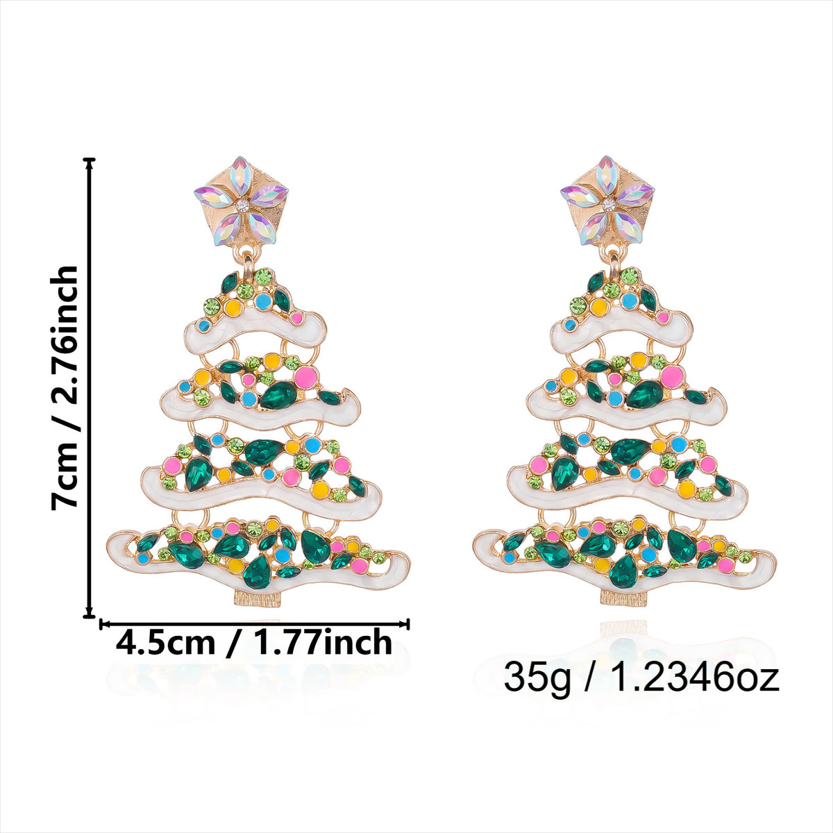 Glittery Pearl Christmas Tree Earrings
