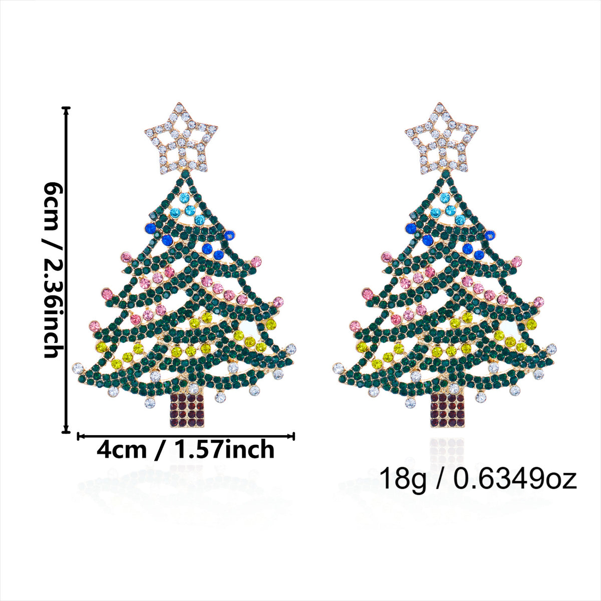 Glittery Pearl Christmas Tree Earrings