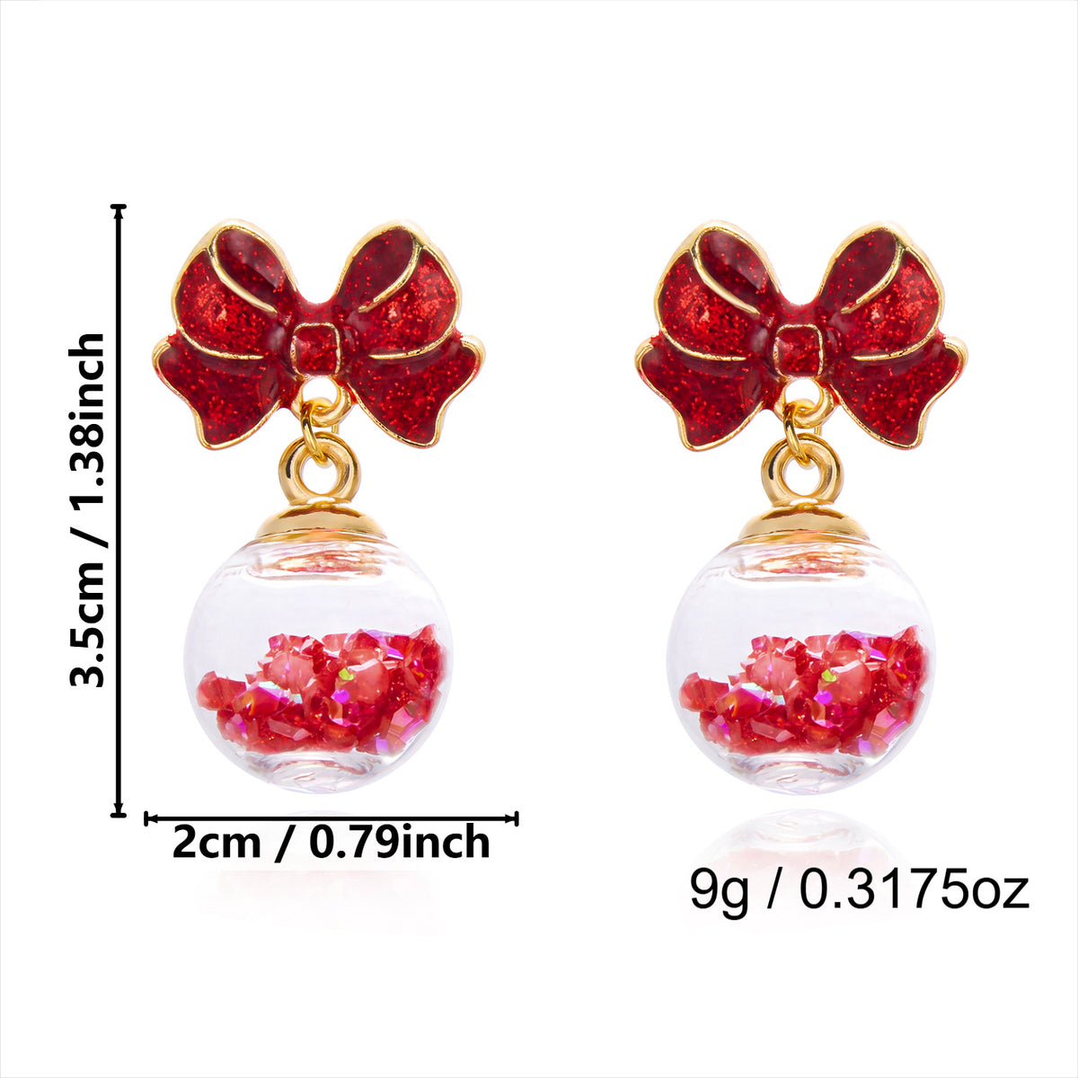 Bow Crystal Ball Earrings