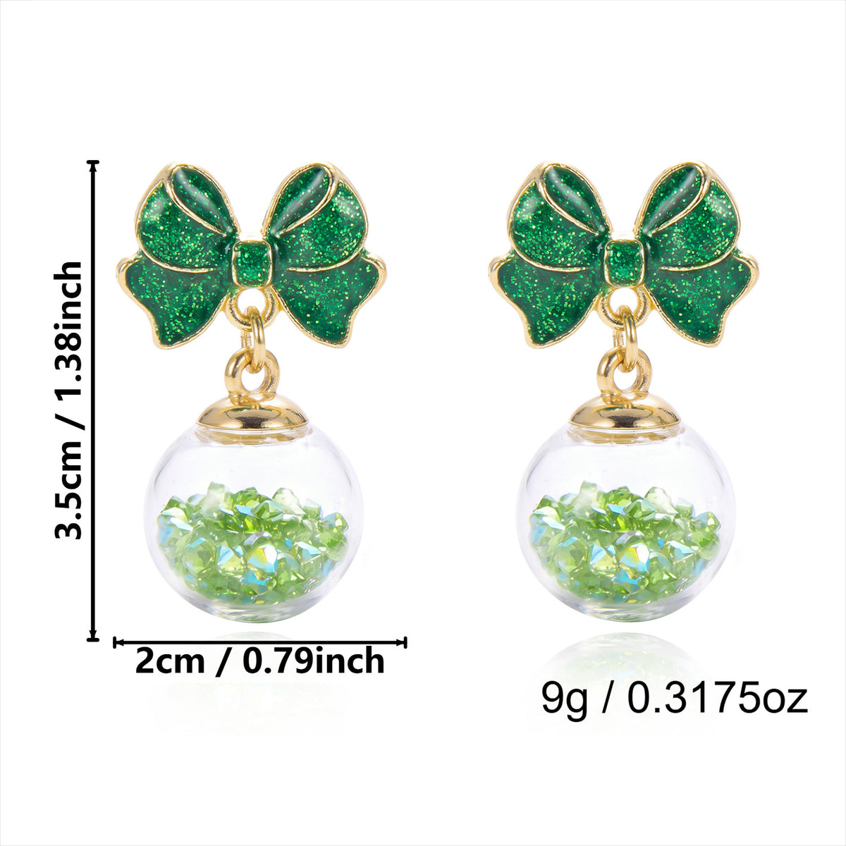 Bow Crystal Ball Earrings