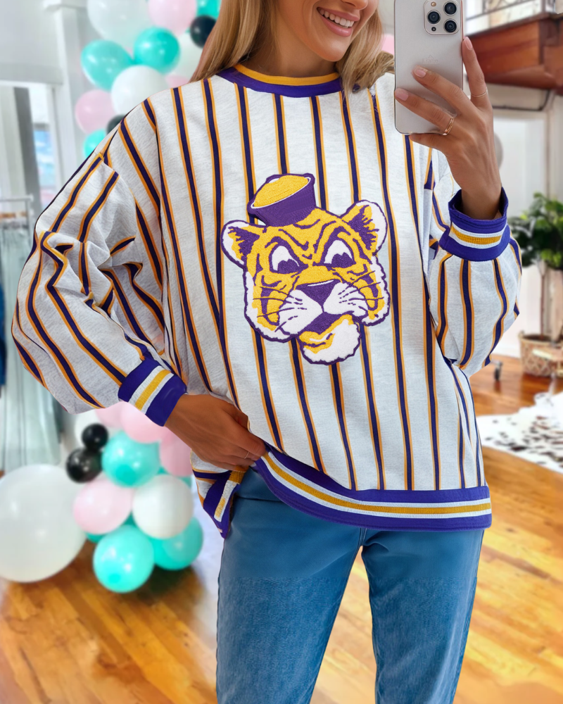 Louisiana Tigers Striped Sweatshirt