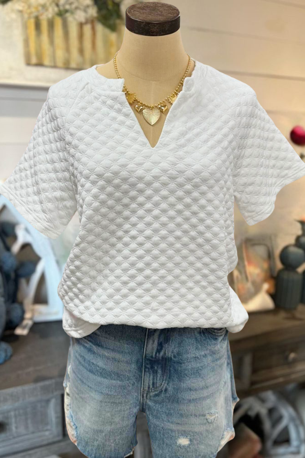Quilted Tee-White