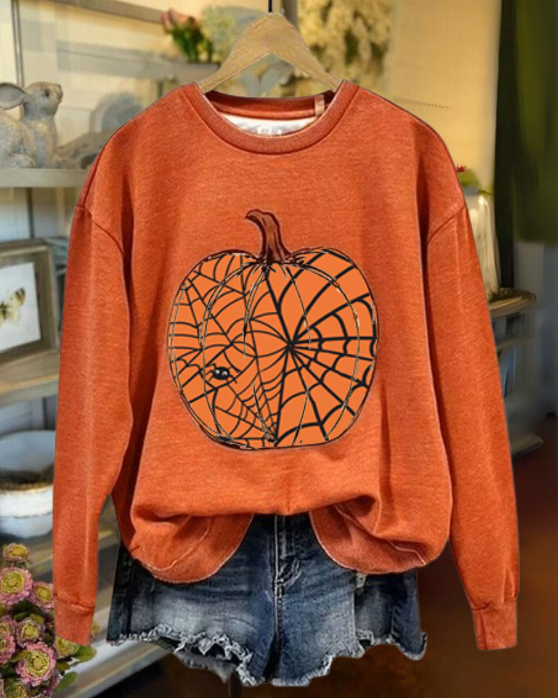 Spider Pumpkin Crewneck Sweatshirt