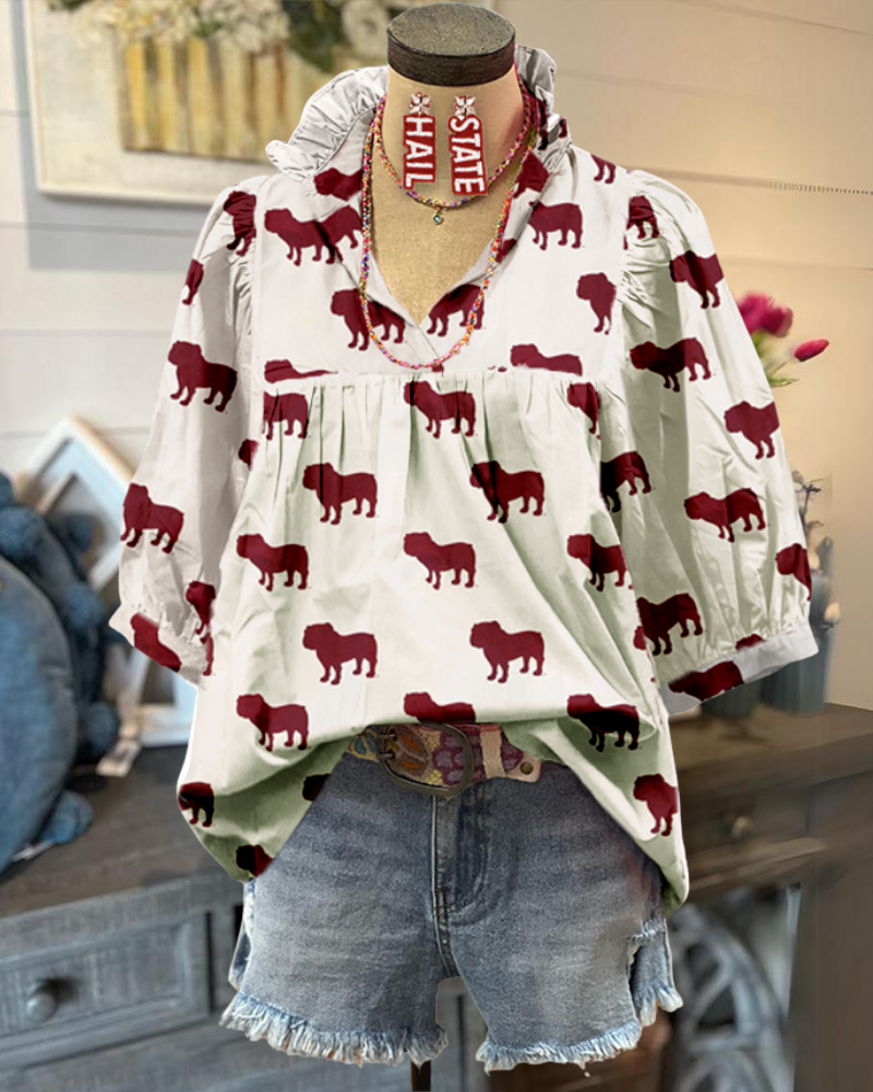 MSU Bulldogs Hail State Satin Chic Top