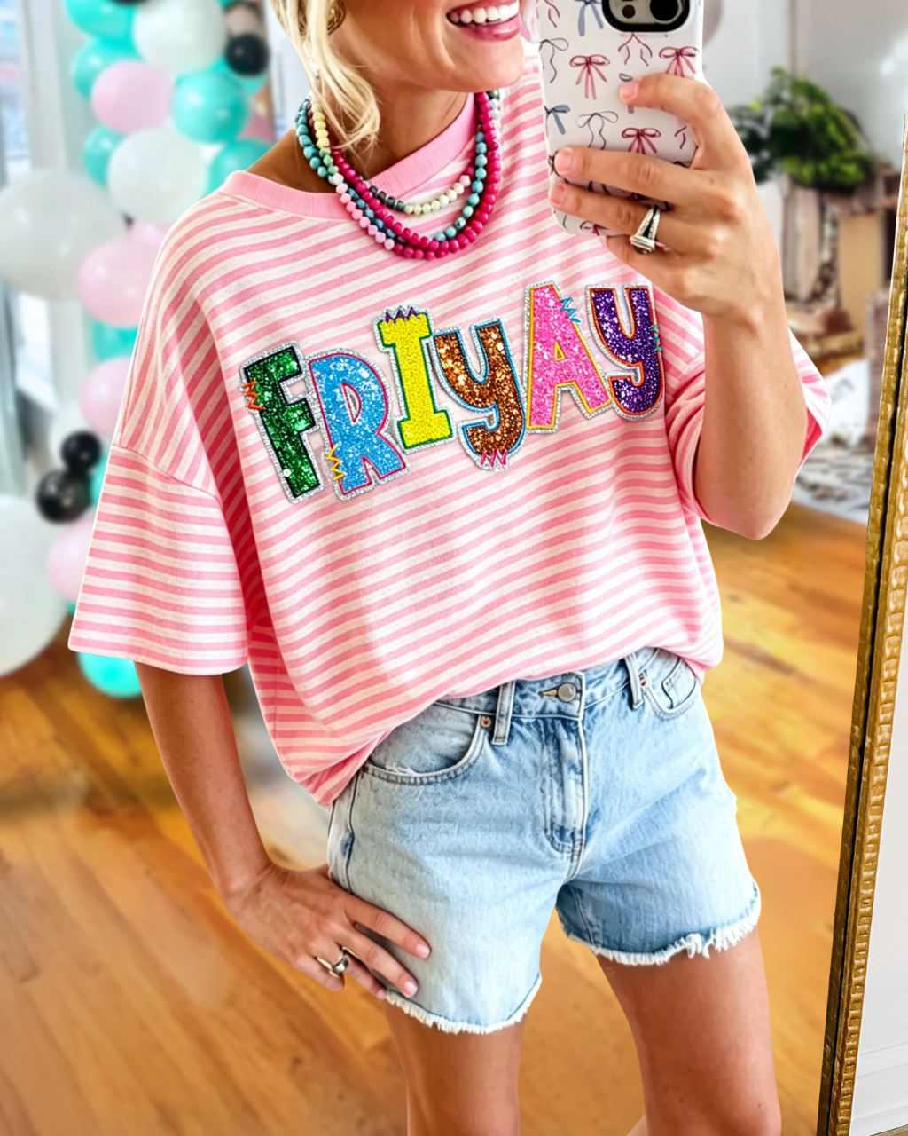 FRIYAY Embroidered Striped T-shirt