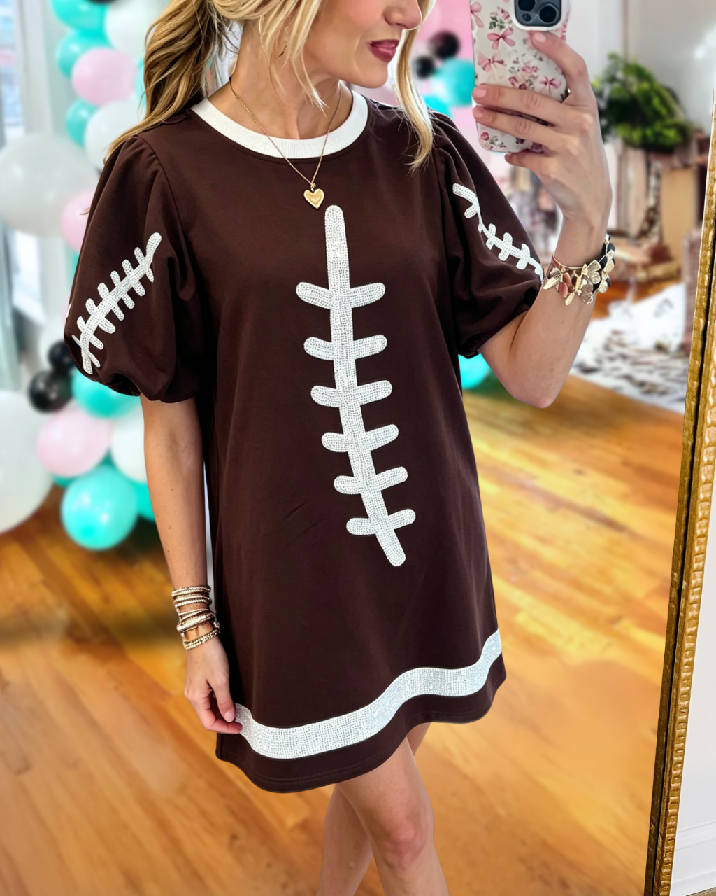 Unique Football-stitched Sequined Dress