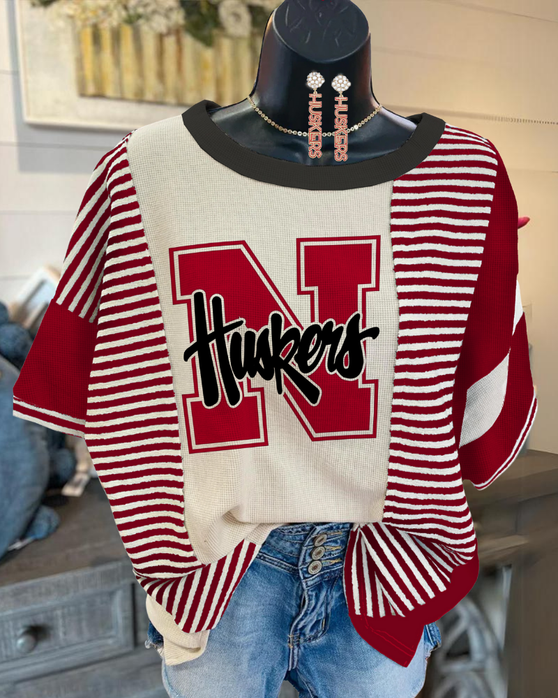 Nebraska Huskers striped T-shirt