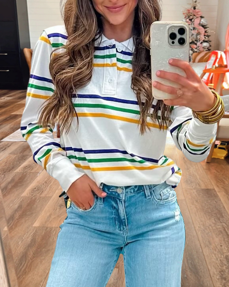 Fun Mardi Gras Striped Top