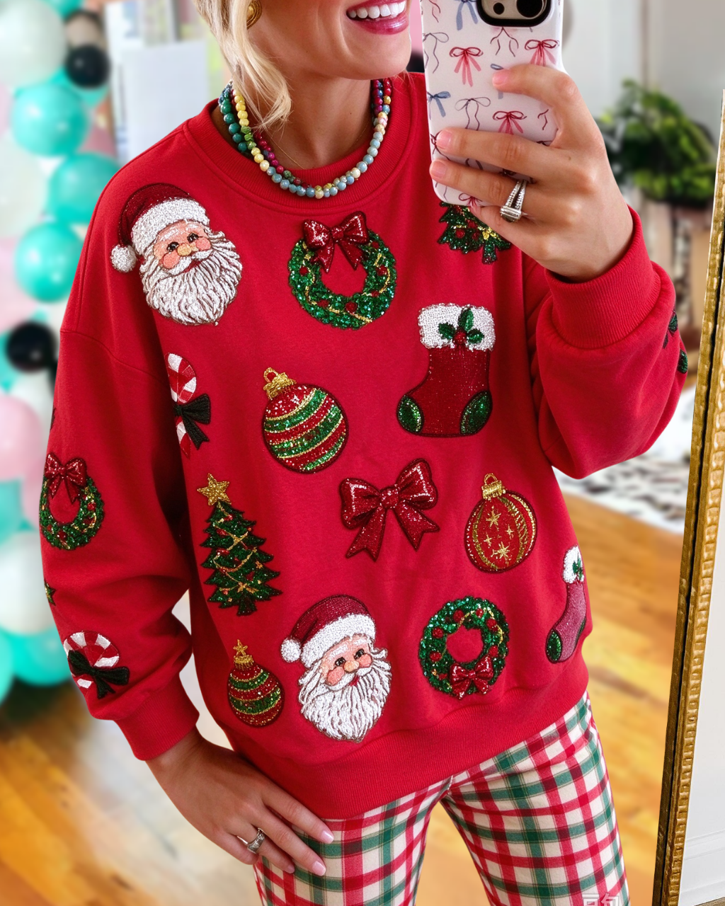 Christmas-Themed Sequin Pullover