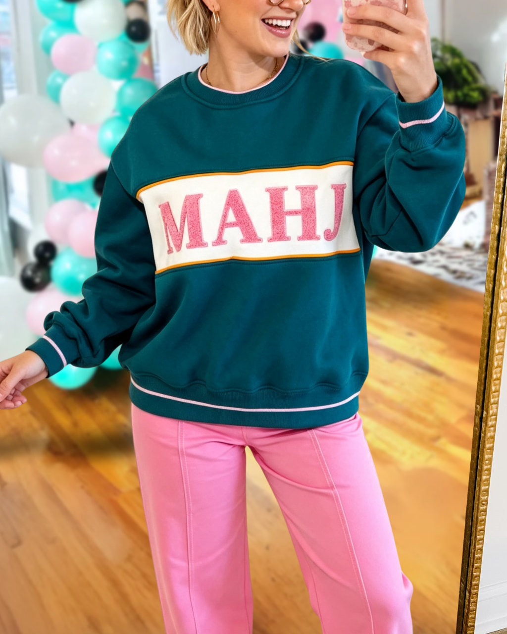 MAHJ Embroidered Color-Block Sweatshirt