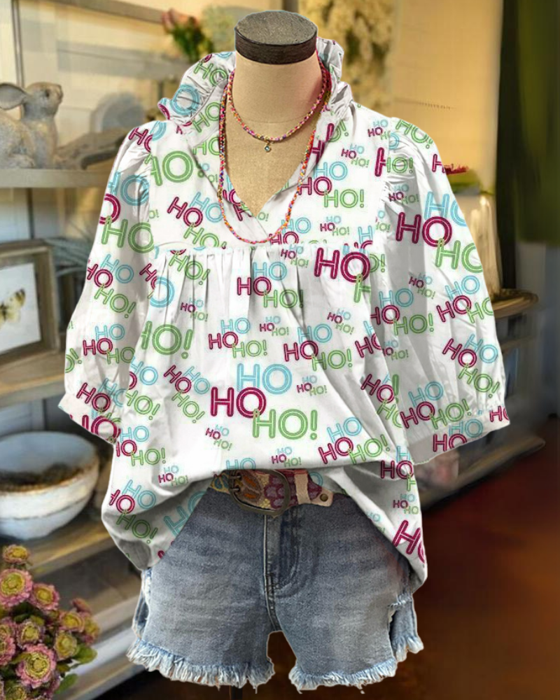 Christmas HOHO V-Neck Top