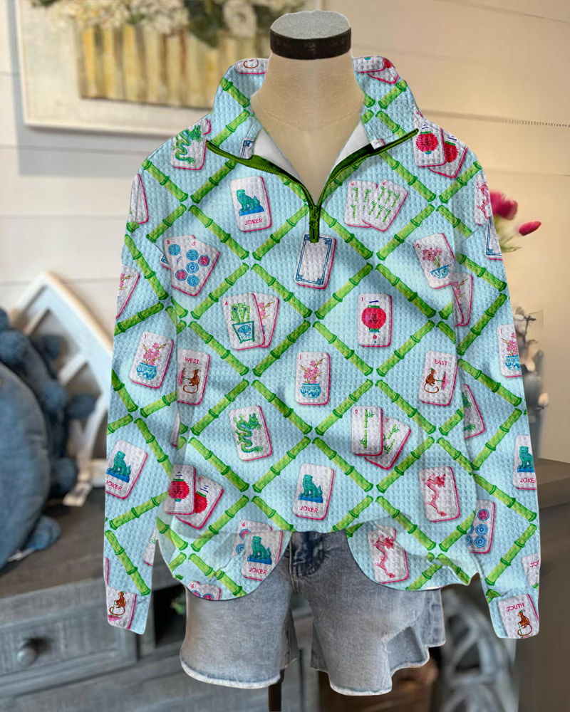 Mahjong Waffle Half-Zip Sweatshirt
