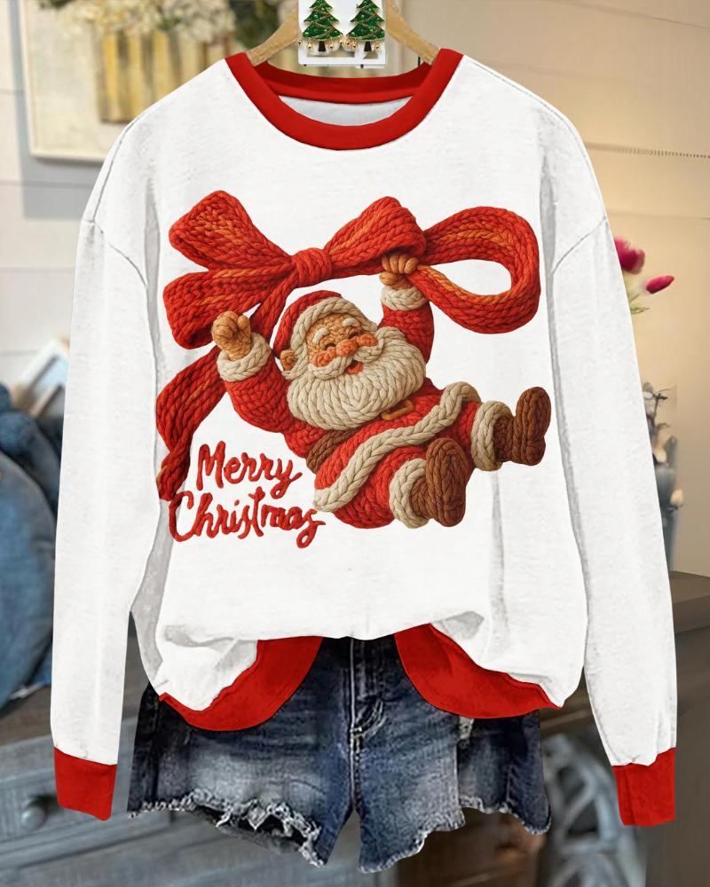 Santa Claus Bow Print Sweatshirt