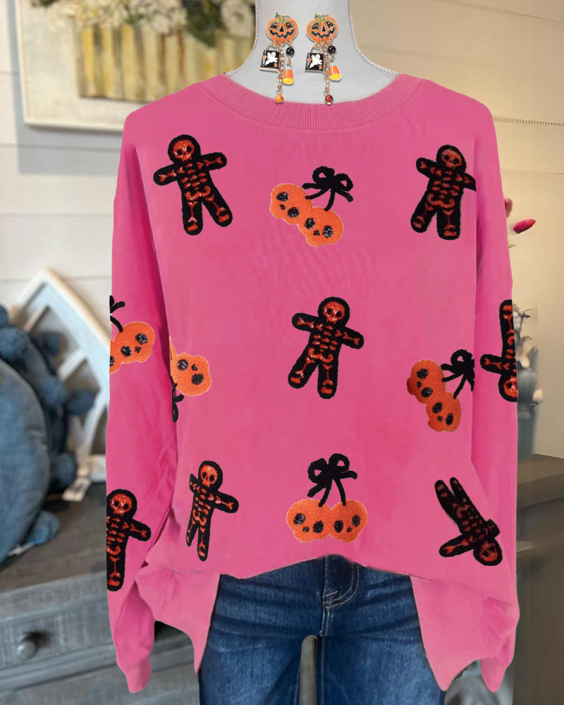 Cherry Skull Sequined Sweatshirt