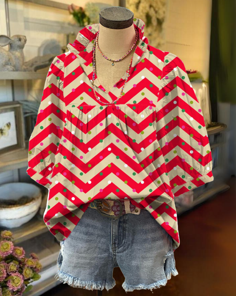 Christmas Polka Dot Wavy Top