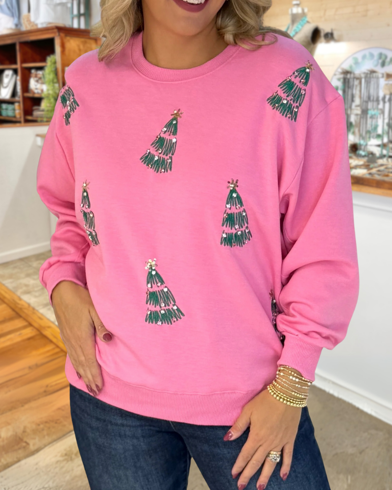 Christmas Tree Print Crewneck sweatshirt